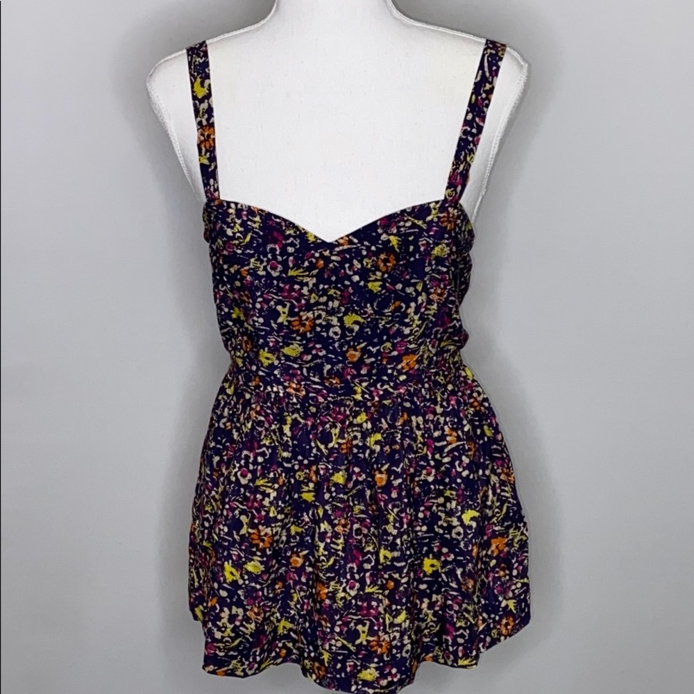 UO Pins and Needles Silk Peplum Top - Sz M